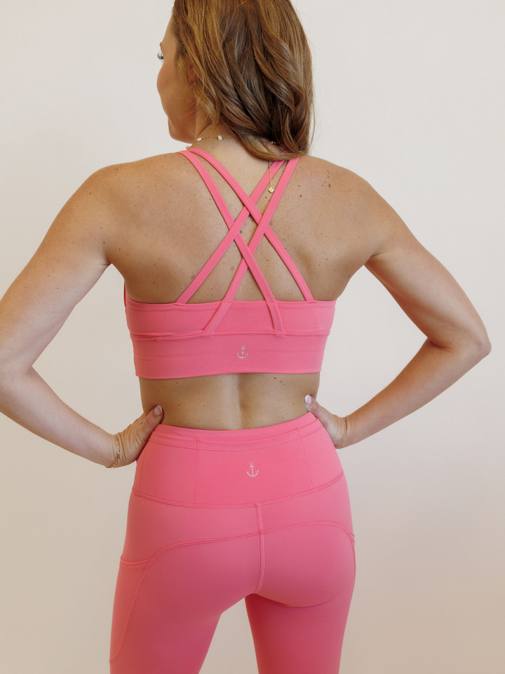 Cherry Blossom Pink "Amelia" Strappy Back Sports Bra