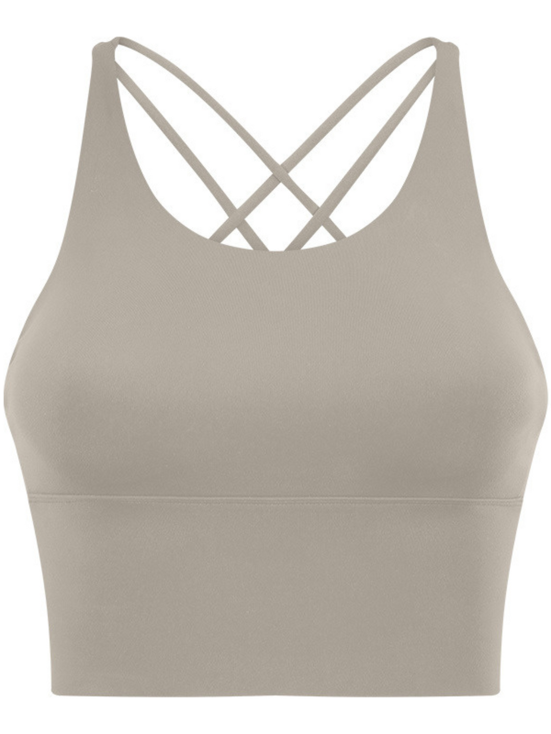 Khaki "Elizabeth" Open Back Longline Sports Bra