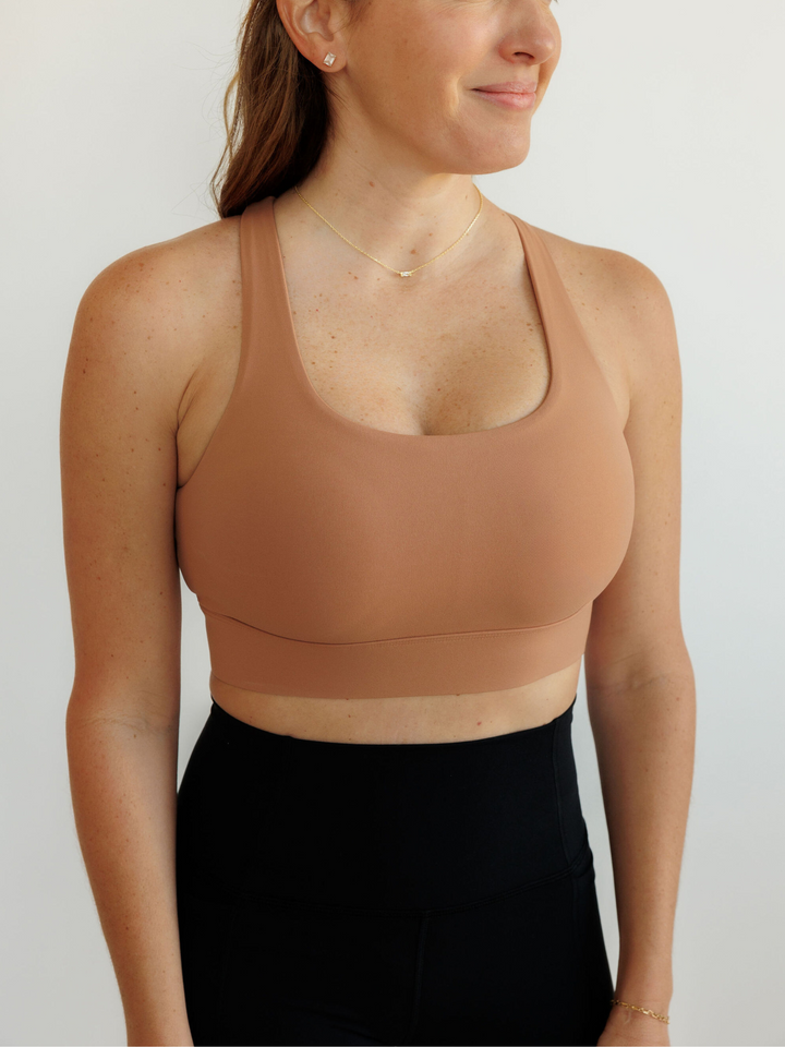 Desert Sand "Margaret" Open Back Wrap Band Sports Bra