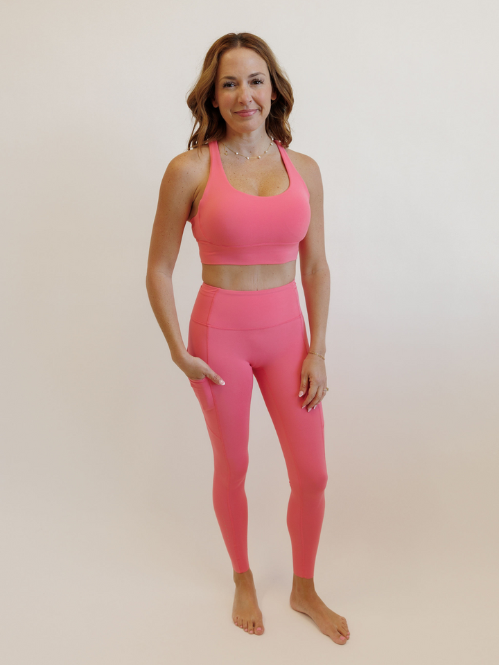 Cherry Blossom Pink "Amelia" Strappy Back Sports Bra