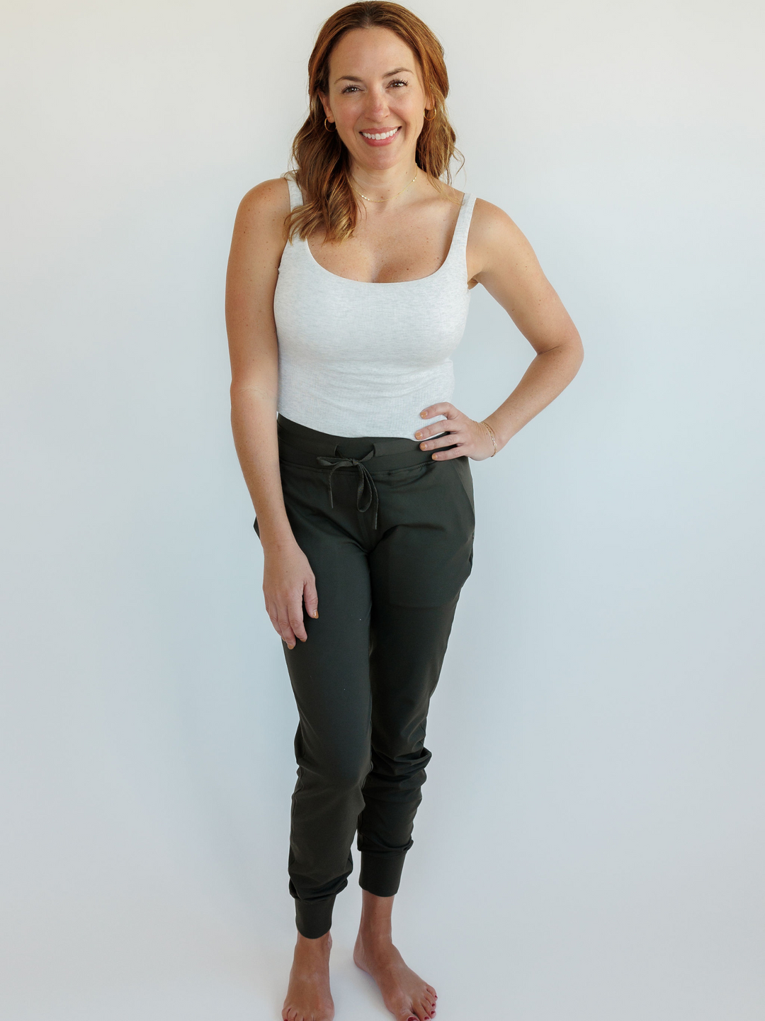 Light Ash "Lydia" Modal Ribbed Tank with Removable Pads