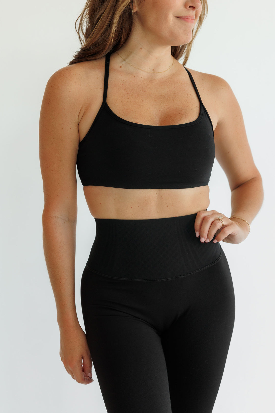 Black "Olivia" Open Back Low Impact Sports Bra with Removable Pads