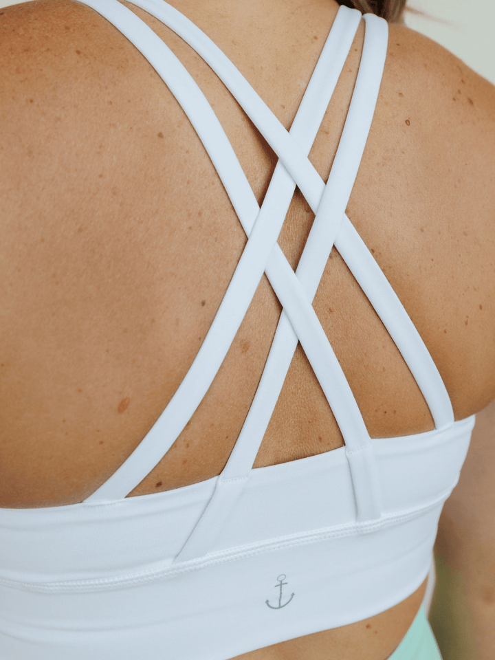 Bright White "Amelia" Strappy Back Sports Bra