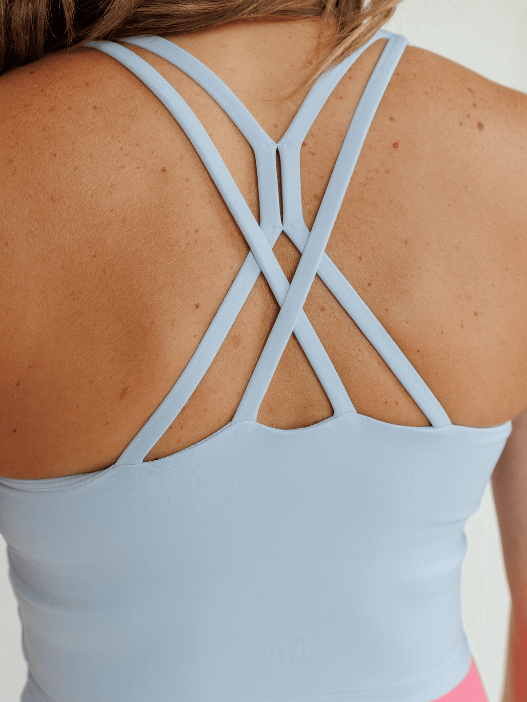 Baby Blue "Danielle" Unique Strap Longline Sports Bra