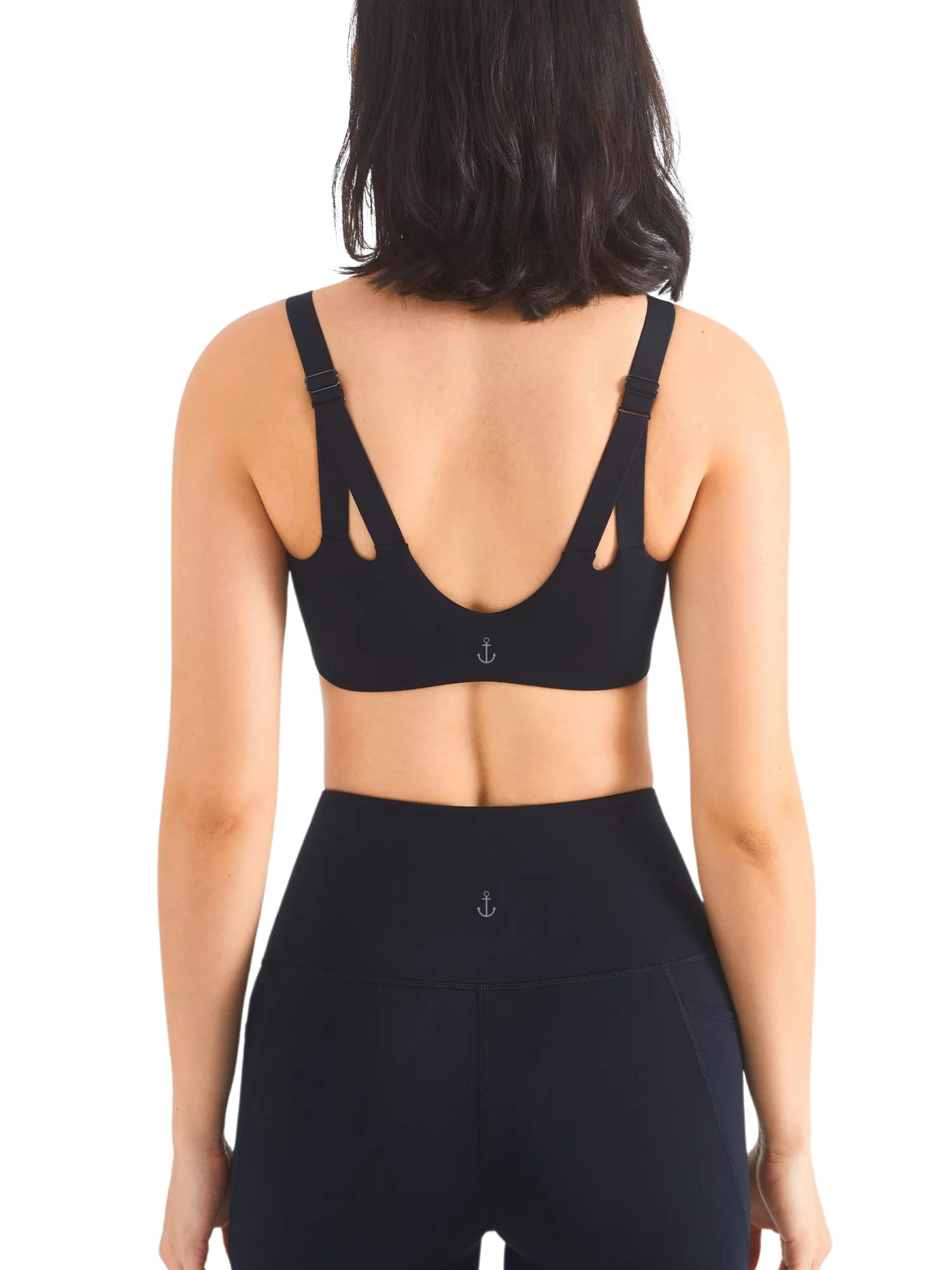 Navalora Fit Everyday Comfortable and Supportive Sports Bra with Adjustable Straps in Black  Back View