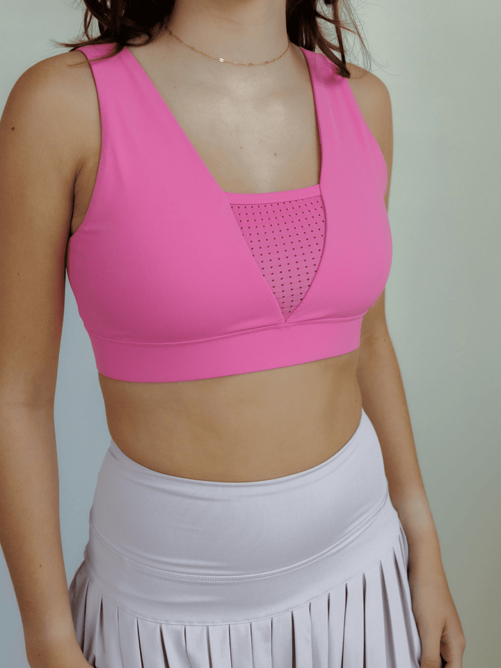 Doll Pink "Jessie" Mesh Vee Sports Bra