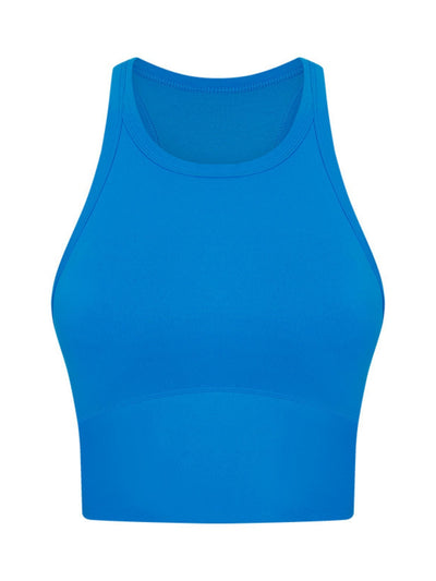 High Neck Longline Bra top with Removable pads in Cobalt Blue