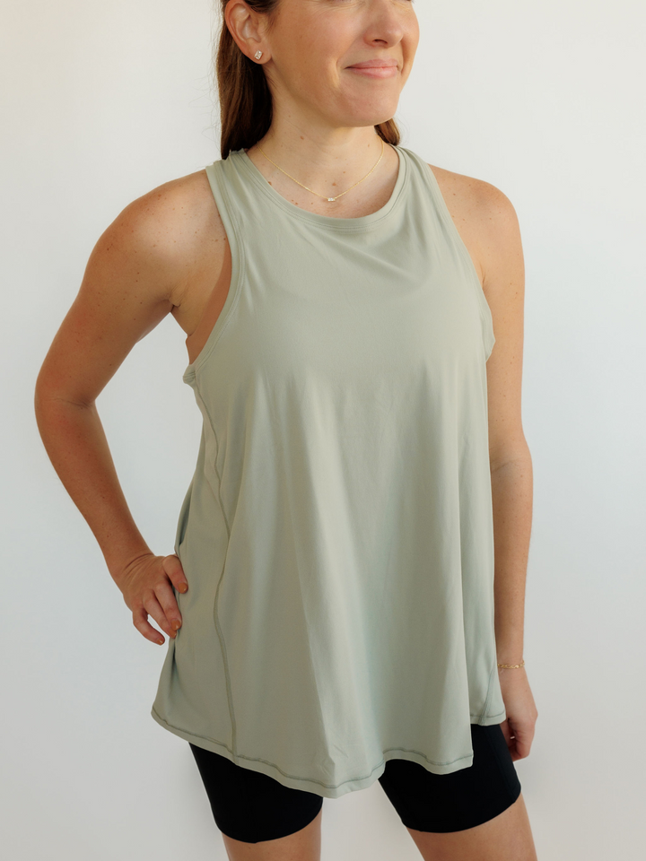 Olive Green "Luna" Luxe Blend Tie Back Tank