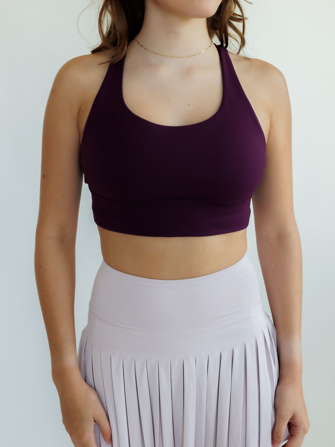 Violet Purple "Amelia" Strappy Back Sports Bra