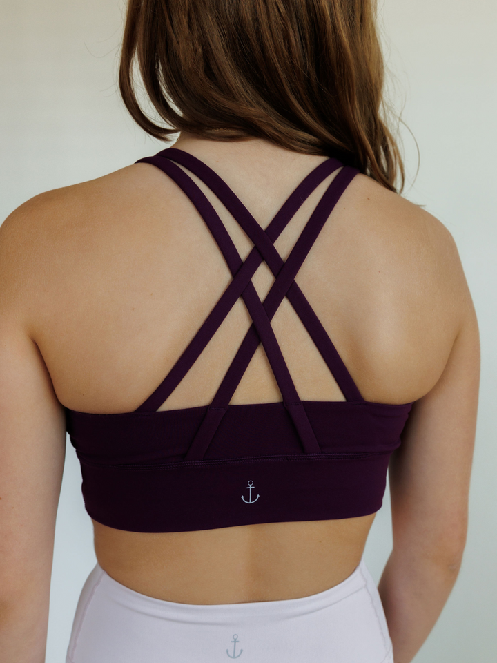 Violet Purple "Amelia" Strappy Back Sports Bra
