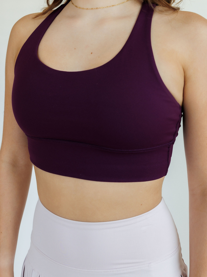 Violet Purple "Amelia" Strappy Back Sports Bra