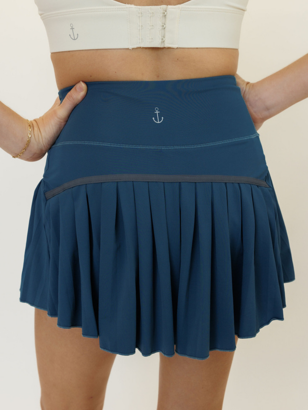 Teal Blue "Brooklyn" Pleated Active Skirt