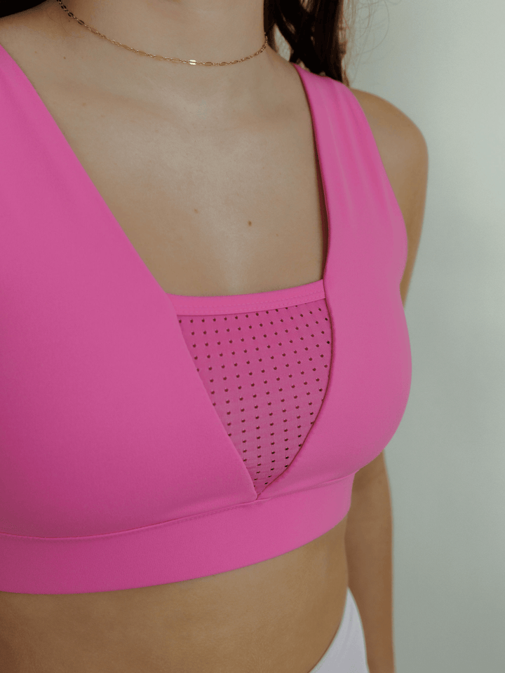 Doll Pink "Jessie" Mesh Vee Sports Bra