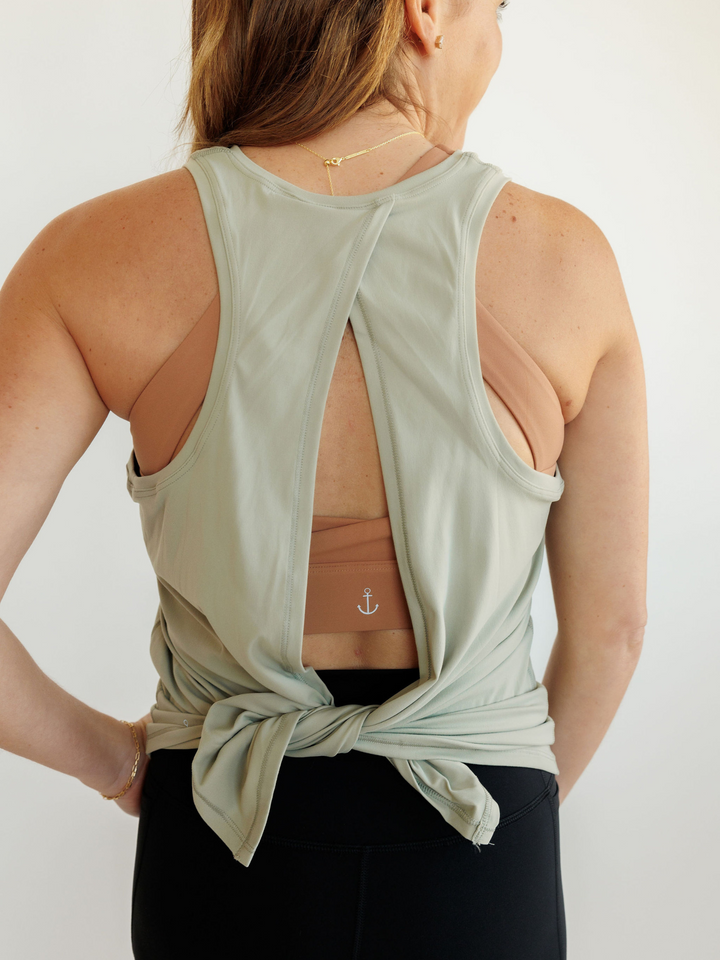 Olive Green "Luna" Luxe Blend Tie Back Tank