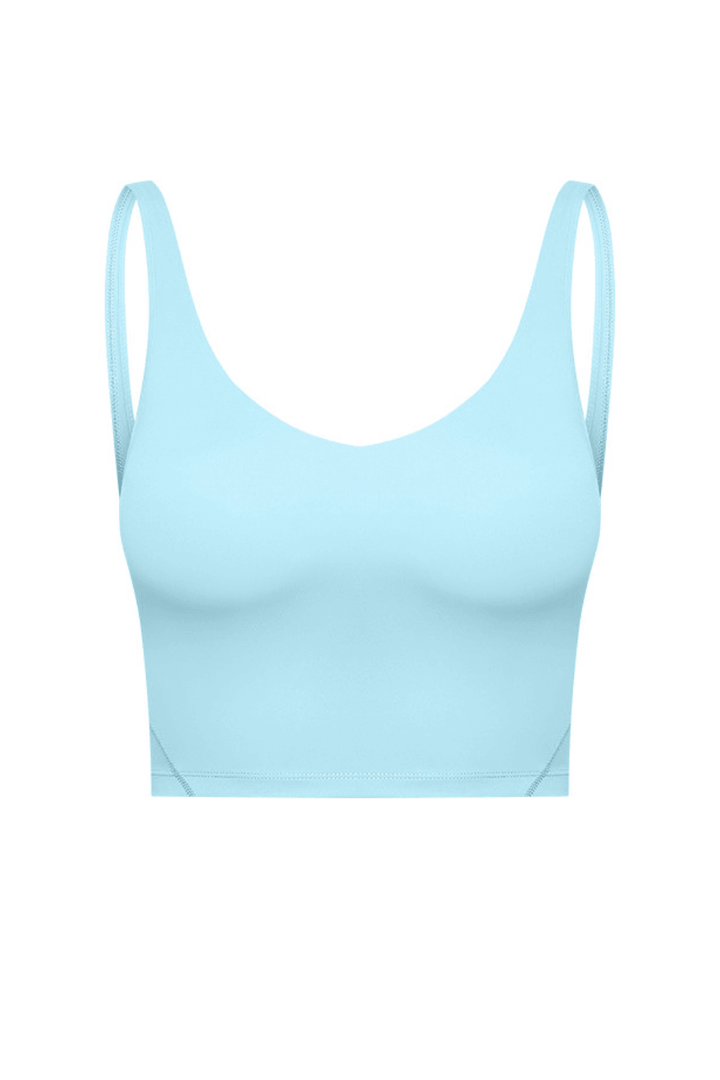 Navalora Fit Arabelle Longline Bra with Removable Pads Align Tank in Robins Egg Blue