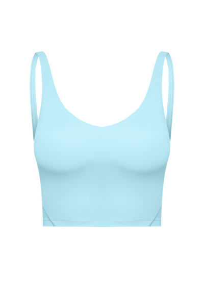 Navalora Fit Arabelle Longline Bra with Removable Pads Align Tank in Robins Egg Blue