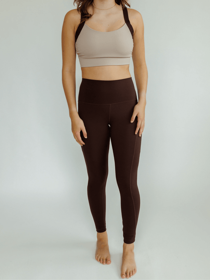 Mocha and Espresso Brown "Cat" High Rise Pocket Leggings