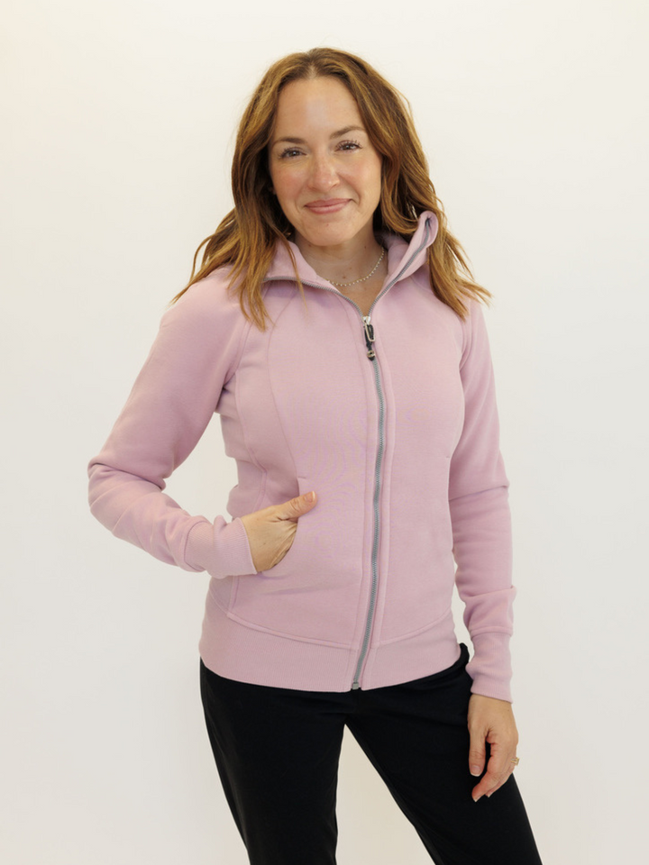 Mauve Pink "Rachel" Fleece Lined Full Zip Hoodie