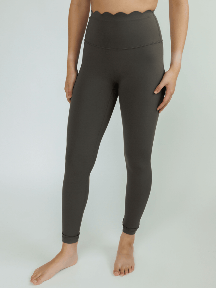 Studio Taupe "Jasmine" Scallop Super High Rise Leggings