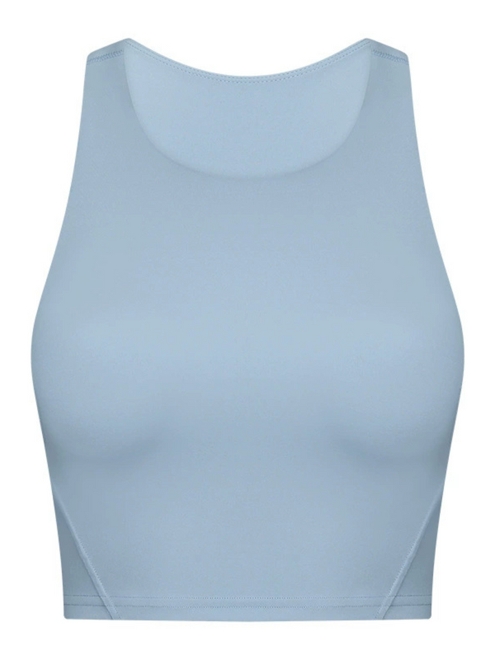 Steel Blue "Bailee" Hi Neck Racerback Bra