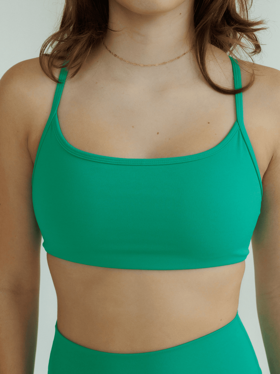 Kelly Green "Olivia" Open Back Low Impact Sports Bra with Removable Pads