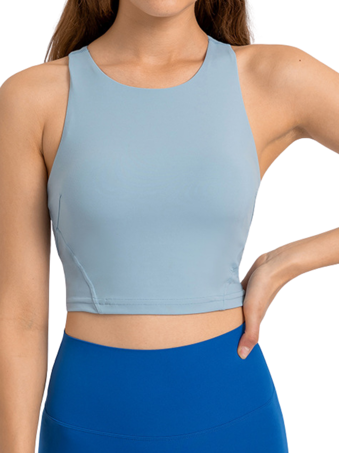 Steel Blue "Bailee" Hi Neck Racerback Bra