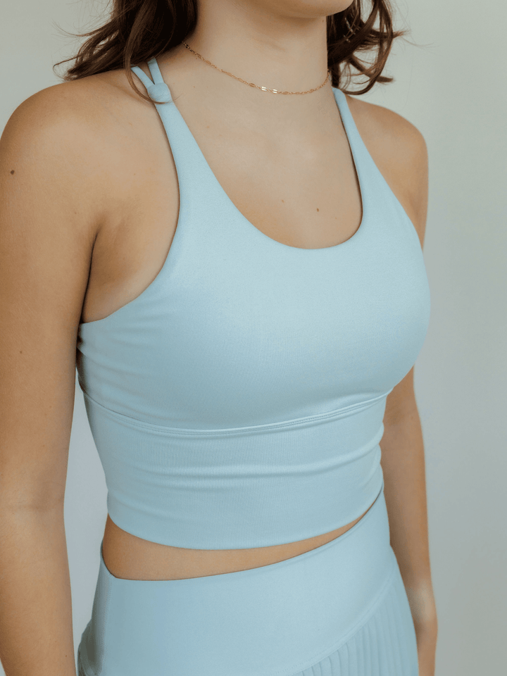 Cloud Blue "Elizabeth" Open Back Longline Sports Bra