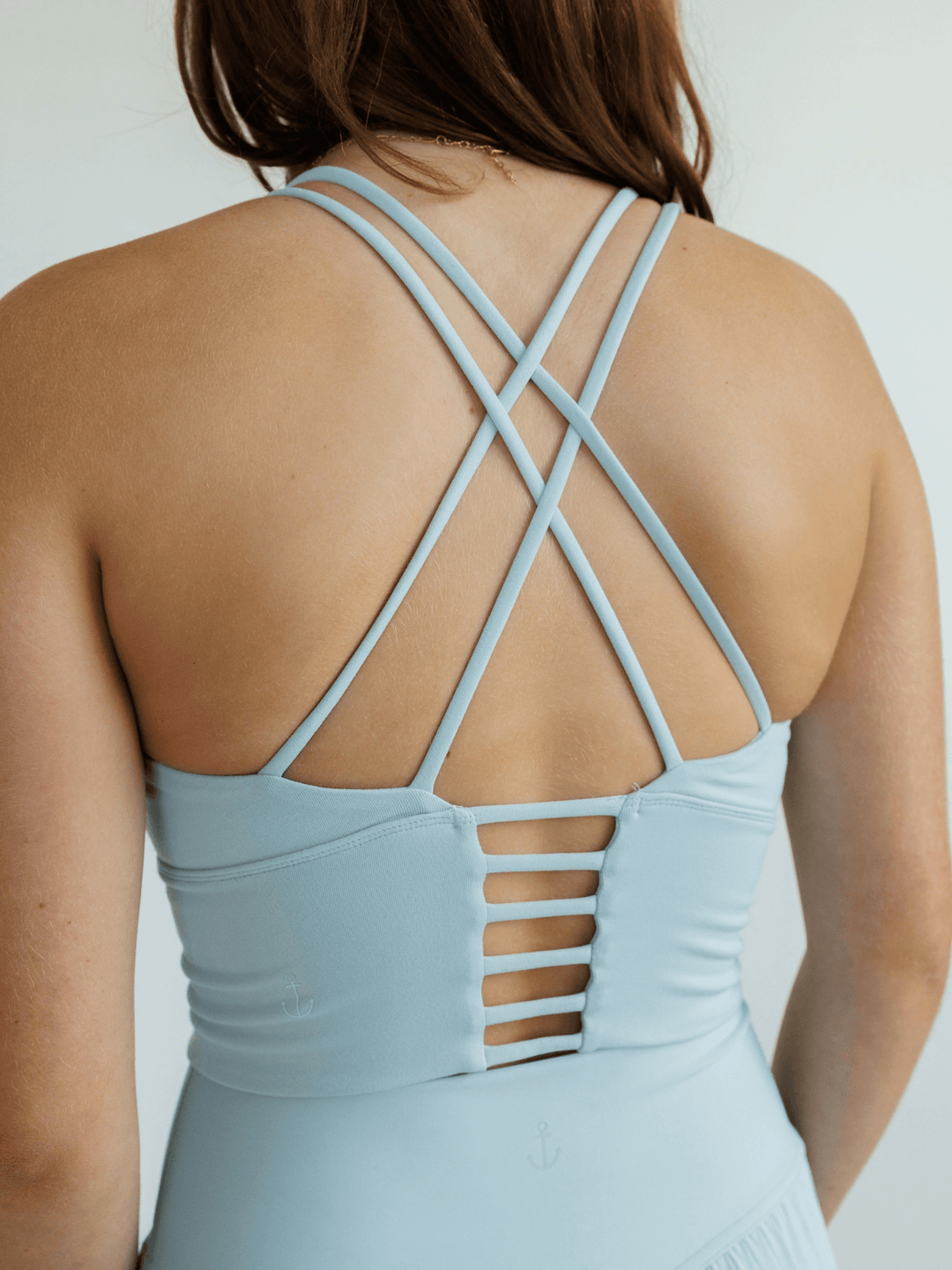 Cloud Blue "Elizabeth" Open Back Longline Sports Bra