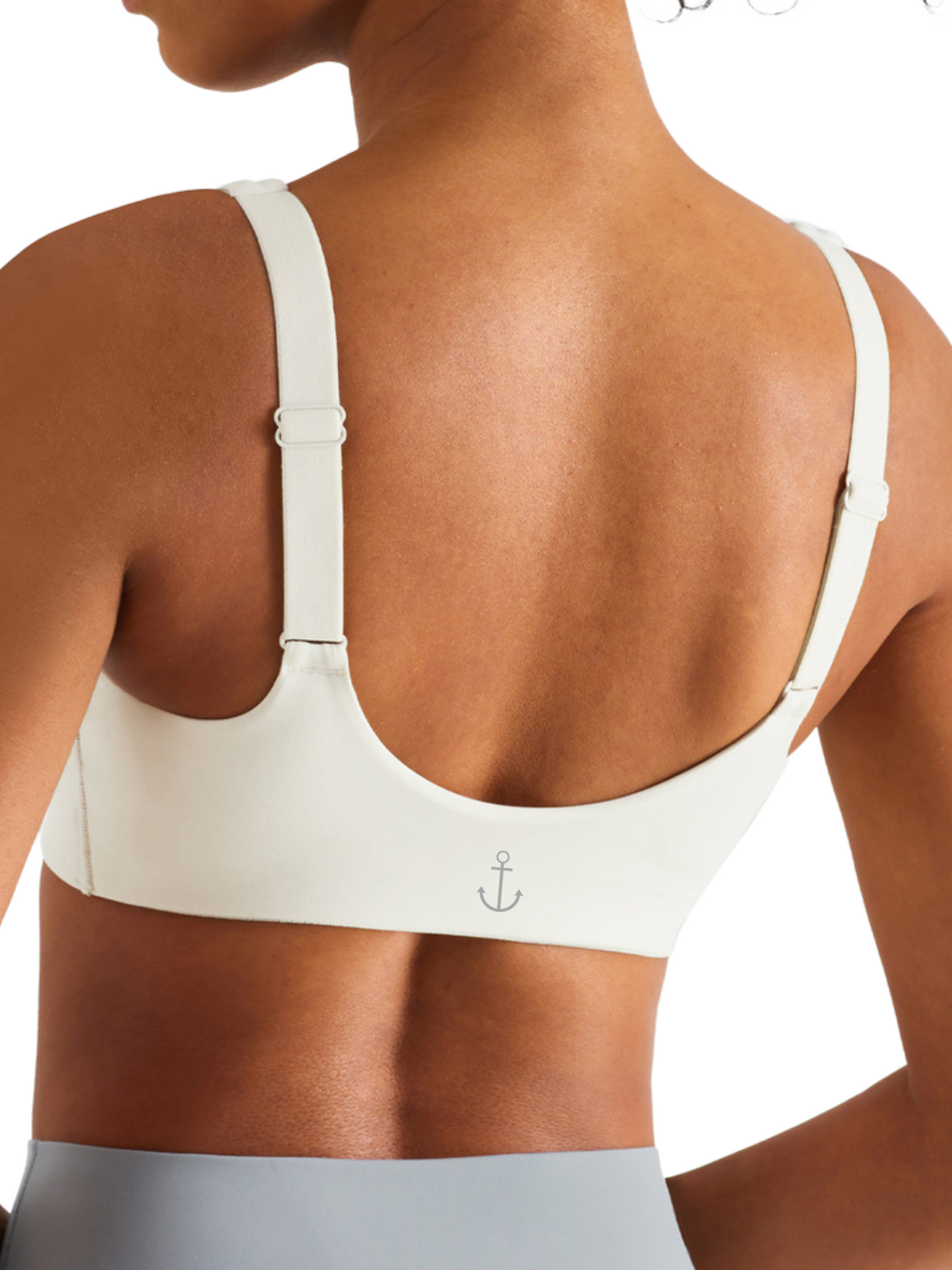 Ivory Cloud Comfort Adjustable Everyday Sports Bra with Navalora Fit Anchor Logo
