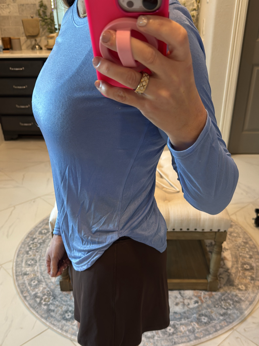 Soft Blue "Mindy" Long Sleeve Lightweight Top