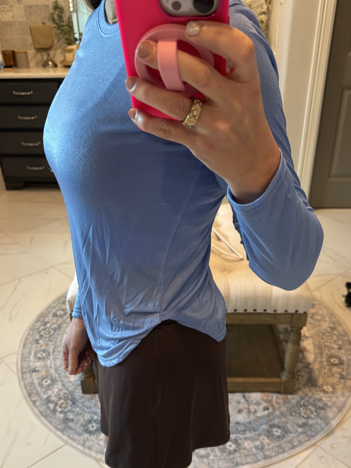 Soft Blue "Mindy" Long Sleeve Lightweight Top