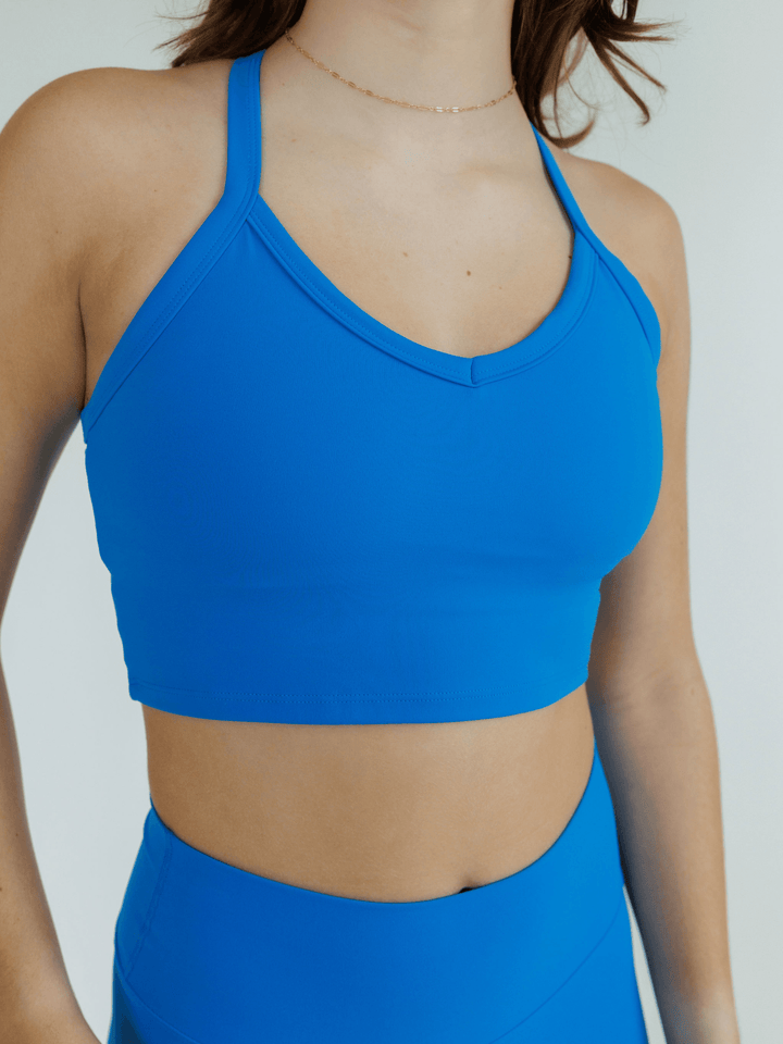 Cobalt Blue "Alyssa" Halter Sports Bra