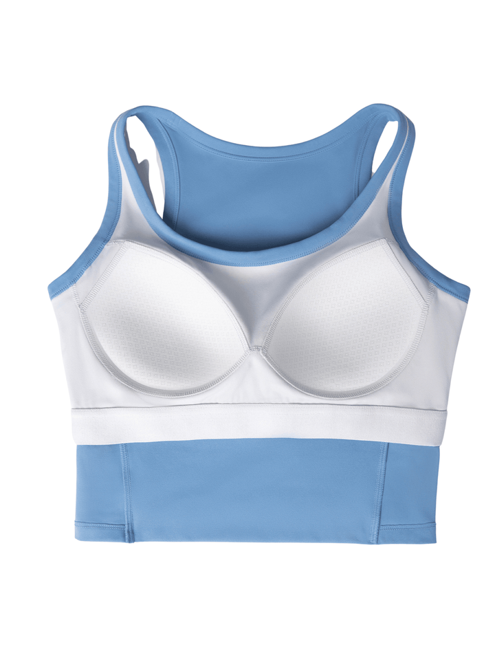 Doll Pink "Michelle" Longline Luxe Sports Bra with Fixed Pads