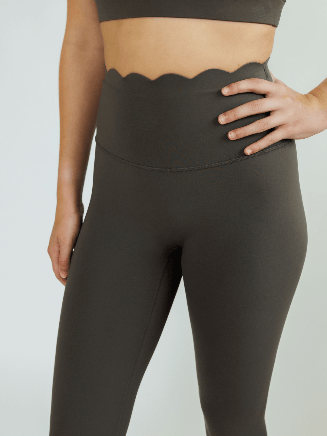 Studio Taupe "Jasmine" Scallop Super High Rise Leggings