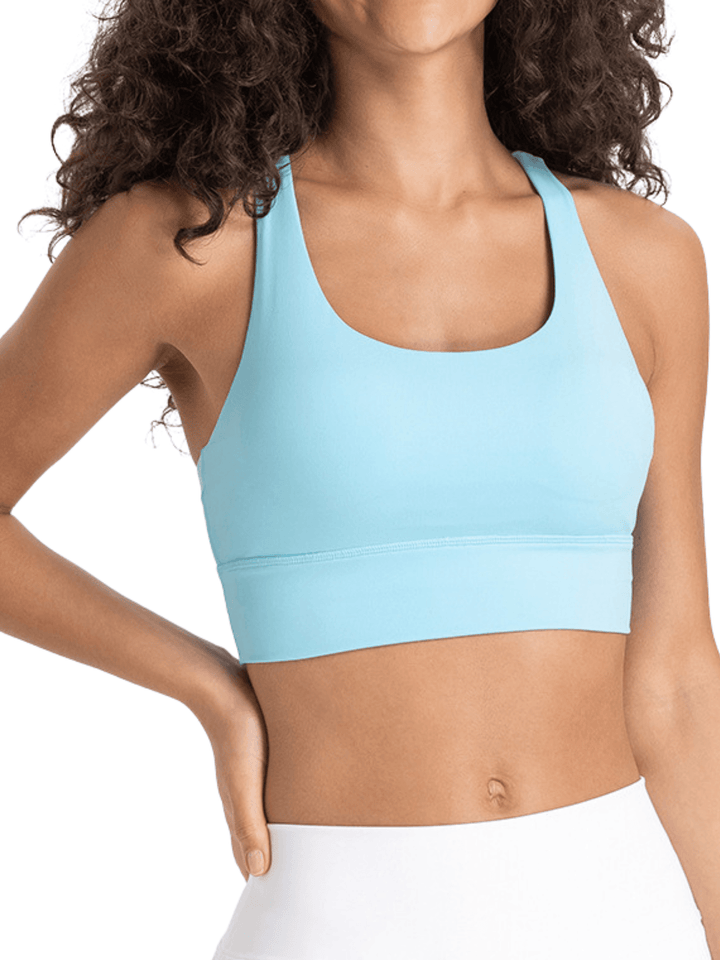 Robin's Egg Blue "Amelia" Strappy Back Sports Bra