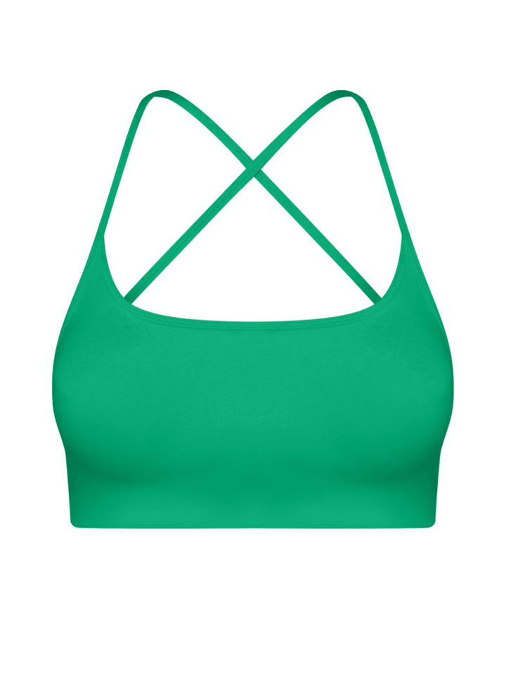 Kelly Green "Olivia" Open Back Low Impact Sports Bra with Removable Pads