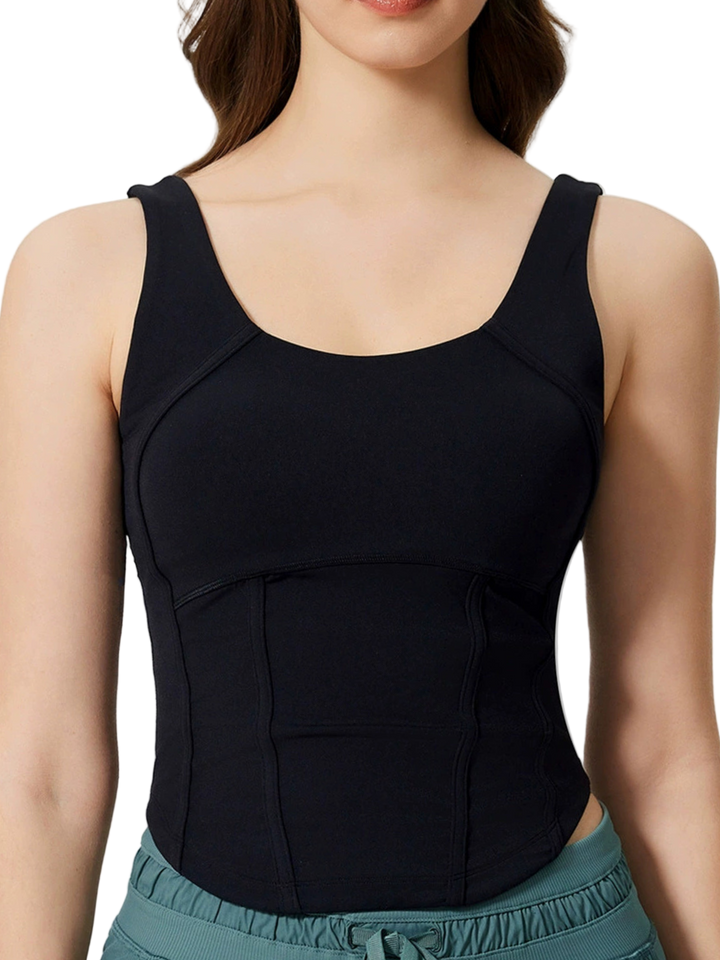 Black "Raven" Corset Bra Tank Racerback Tank with Removable Pads