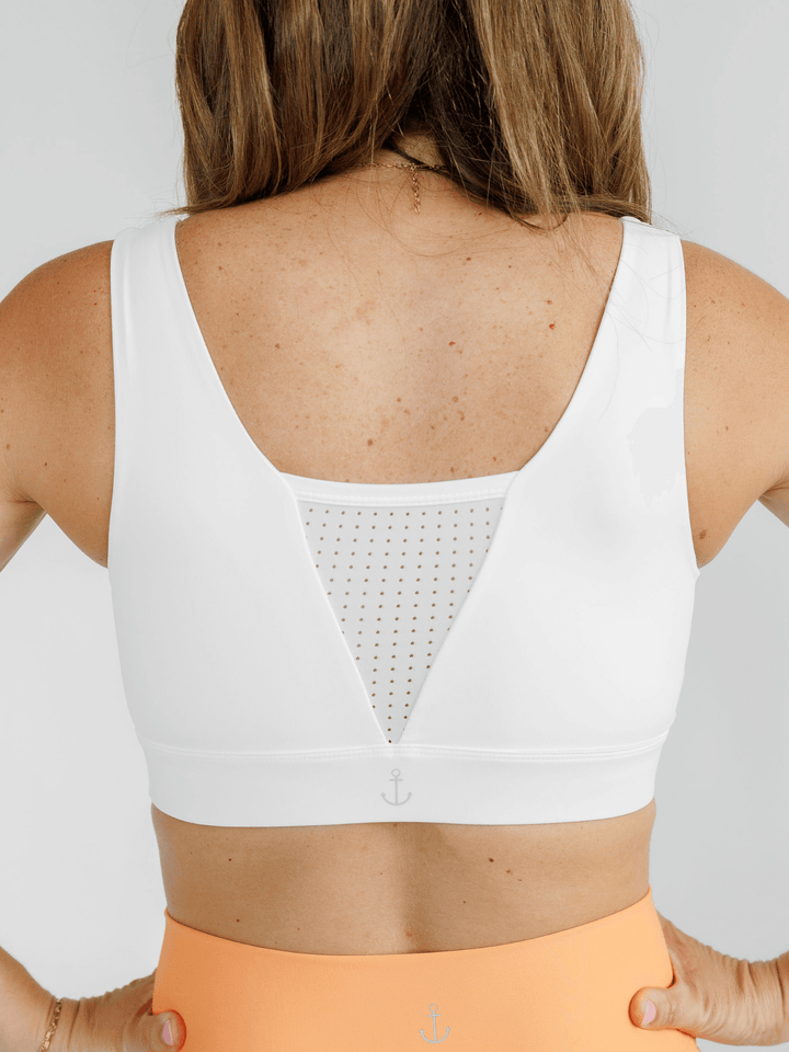 White "Jessie" Mesh Vee Sports Bra