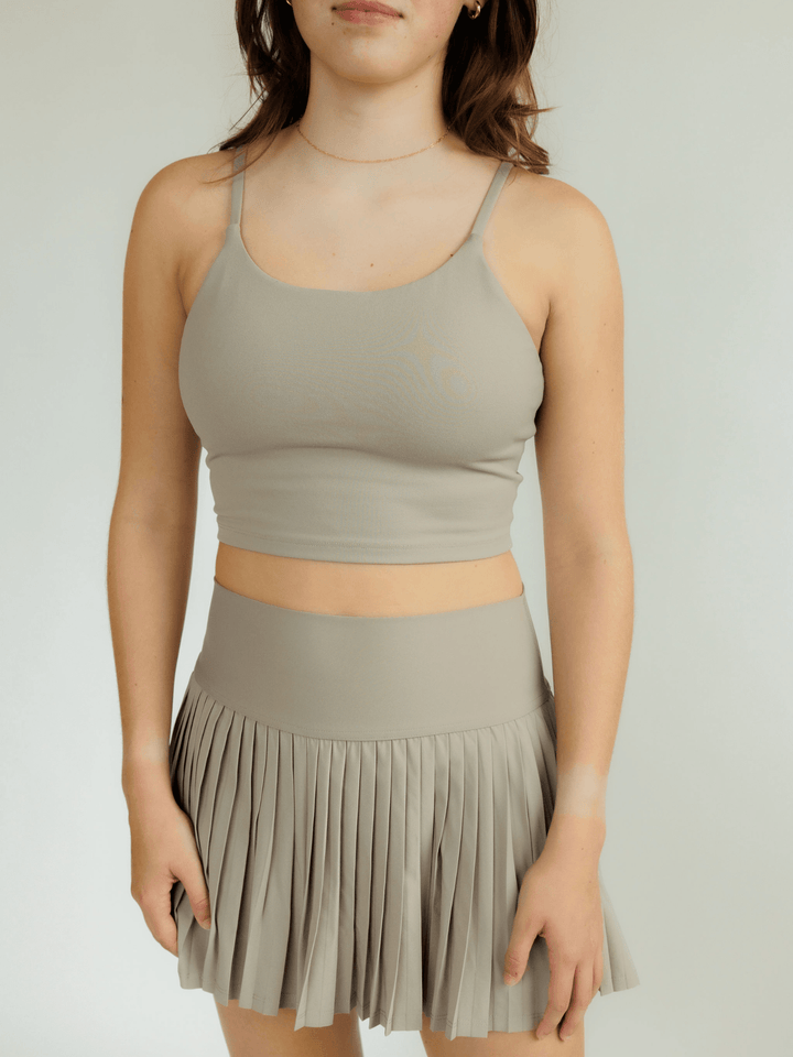 Khaki "Lilly" Soft Longline Sports Bra with Thin Straps