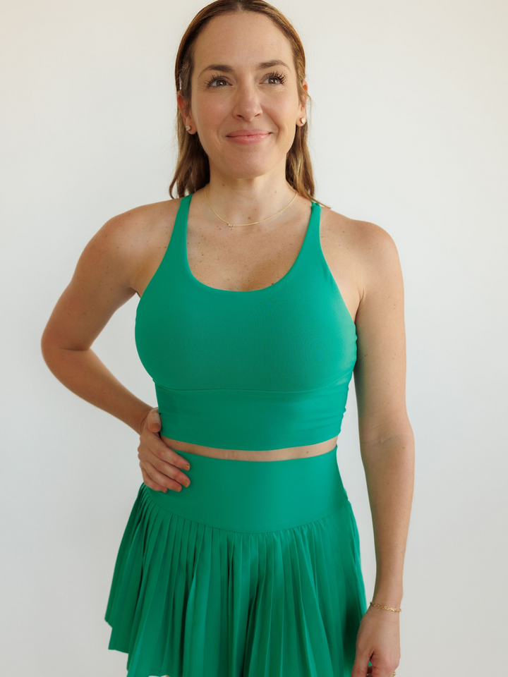 Kelly Green "Elizabeth" Open Back Longline Sports Bra