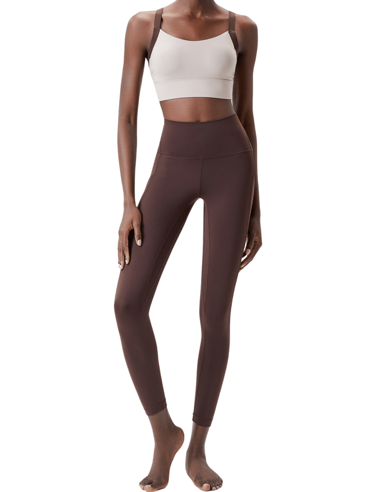 Mocha and Espresso Brown "Cat" High Rise Pocket Leggings