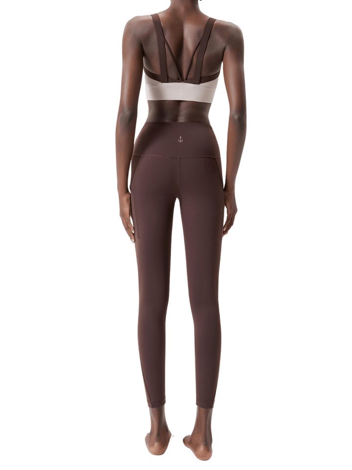 Mocha and Espresso Brown "Cat" High Rise Pocket Leggings