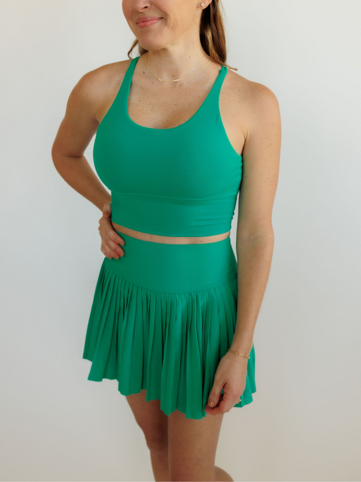 Kelly Green "Elizabeth" Open Back Longline Sports Bra