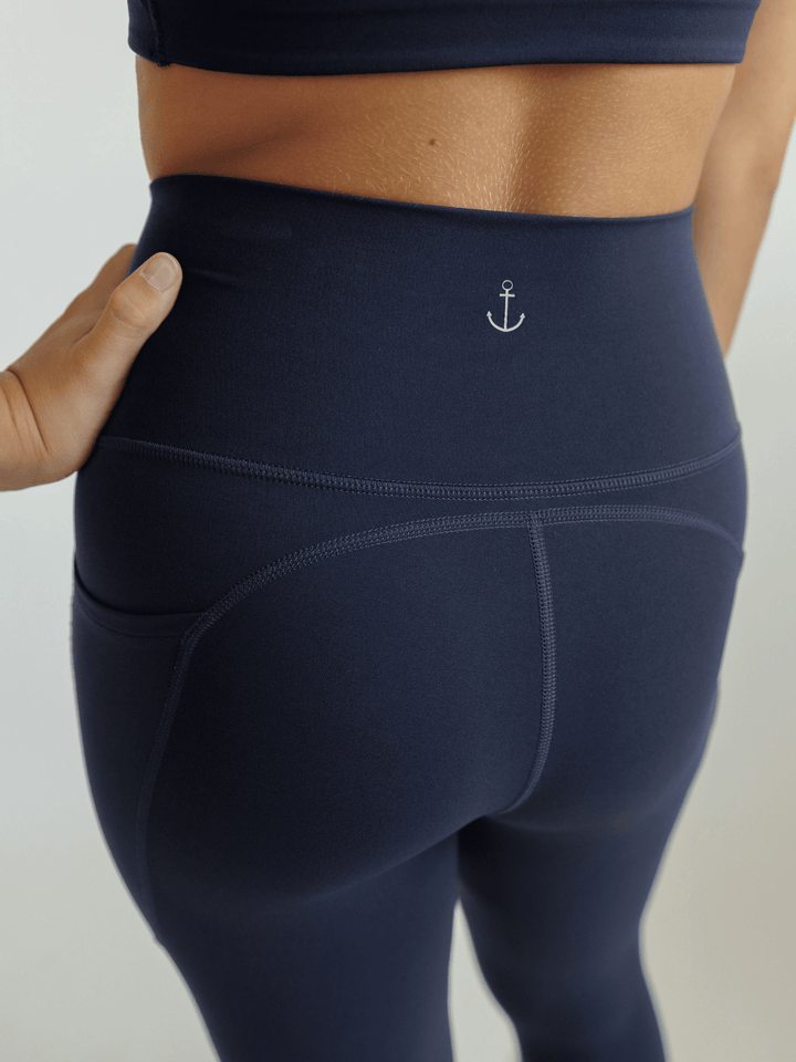 Navy Blue "Robin" High Rise 7/8 Length Pocket Leggings