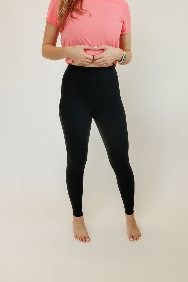 Dark Charcoal "Abby" Mesh Pocket  High Rise Leggings