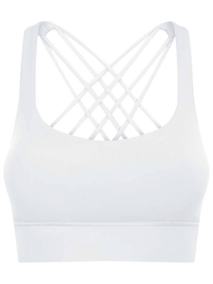 White "Jossy" Strappy Back Sports Bra