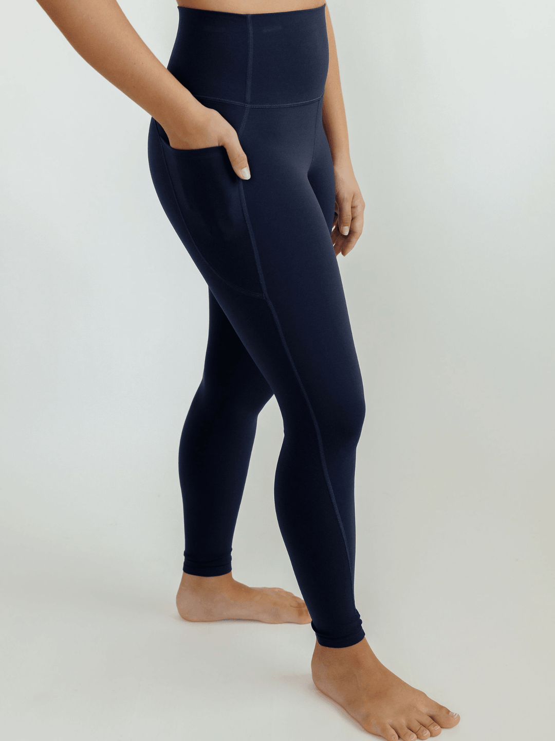 Navy Blue "Robin" High Rise 7/8 Length Pocket Leggings