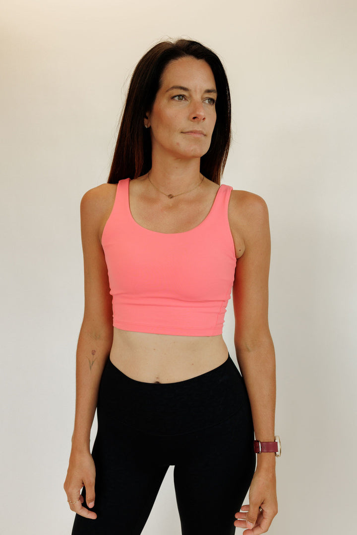 Cherry Blossom Pink "Brielle" Fixed Pads Longline Bra