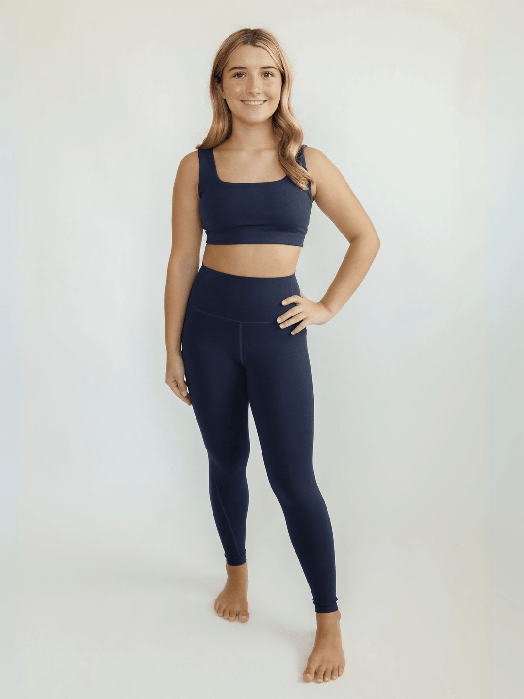 Navy Blue "Robin" High Rise 7/8 Length Pocket Leggings