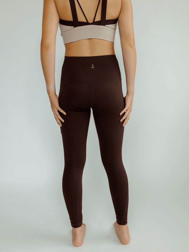 Mocha and Espresso Brown "Cat" High Rise Pocket Leggings